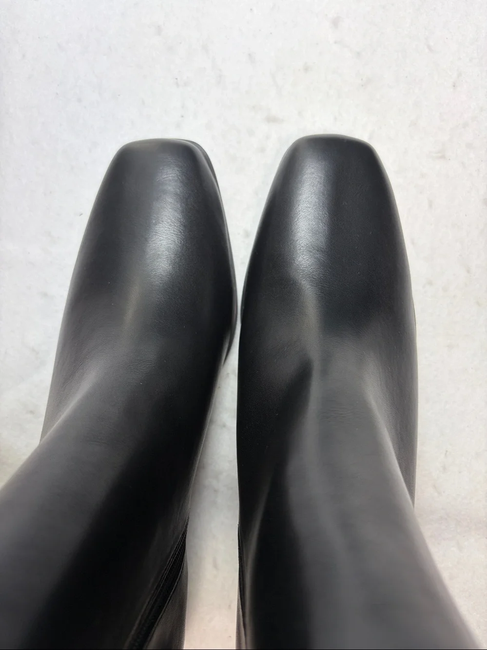 NWOB Lulus sz 8.5 Rayaa Black Leather Ankle Boots 2” Block Heel square toe new